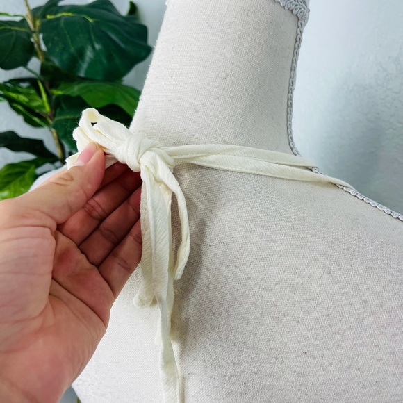 NWT Cream Babydoll Short Backless Lace Mesh Ruffle Boho Dress - Picture 4 of 6